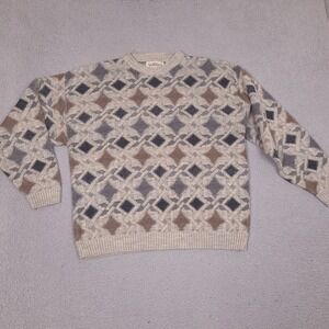 Vintage 90s Natural Issue Sweater‎ Mens XL Tan Brown Textured Cotton Knit